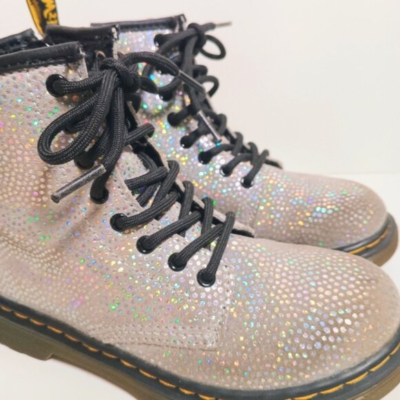 Dr. Martens 1460 8 Eye Iridescent Spot Metallic Suede Boots Girls Size 1 - Picture 3 of 10